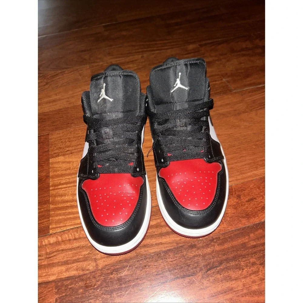 Jordan Air Jordan 1 Low Bred Toe 2.0 Black Red White 553558-161 Men's